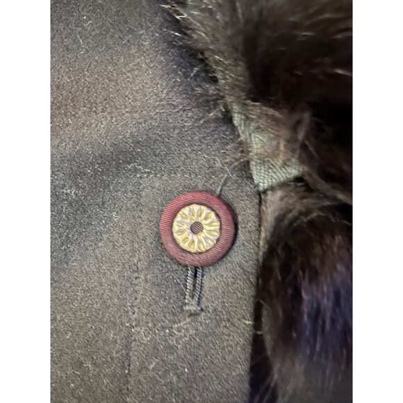 Vintage Peplum Jacket Womens S? Used Black Lined Fuzzy Collar - Picture 7 of 16